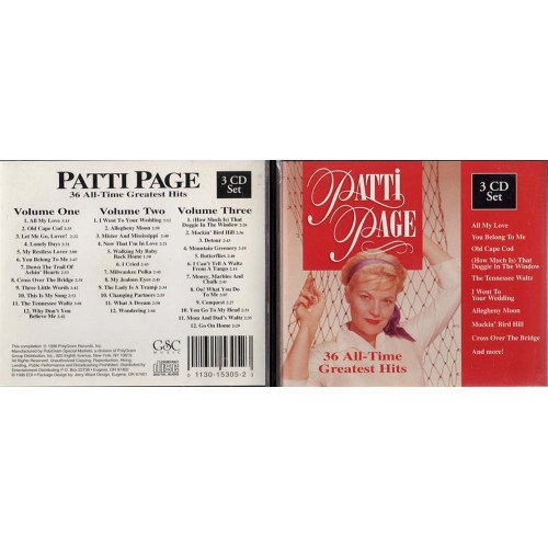 36 All-Time Greatest Hits ~ Patti Page ~ Pop ~ 3 CDs ~ Used VG