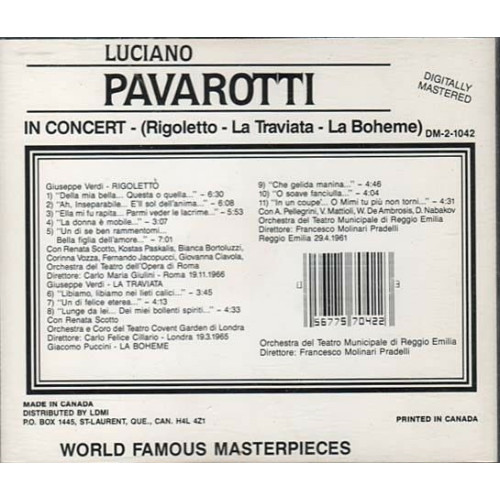 Luciano Pavarotti In Concert ~ Opera ~ Classical ~ CD ~ Used VG