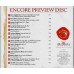 Encore Preview Disc ~ Various Artists ~ Classical ~ CD ~ New