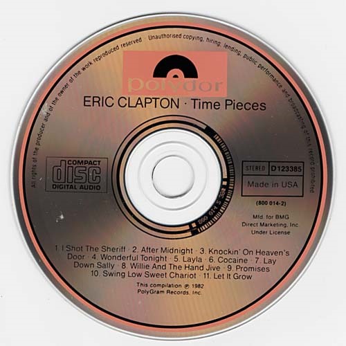 Timepieces The Best of Eric Clapton ~ Eric Clapton ~ Blues ~ CD ~ Acceptable