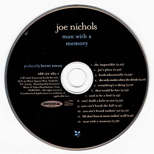 Man With A Memory ~ Joe Nichols ~ Country ~ CD ~ Acceptable
