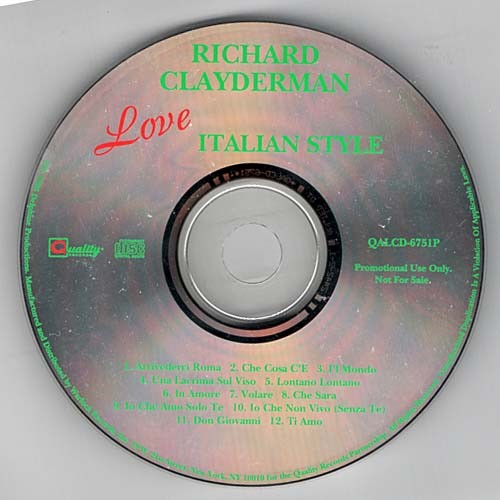 Love Italian Style ~ Richard Clayderman ~ Pop ~ CD ~ Acceptable