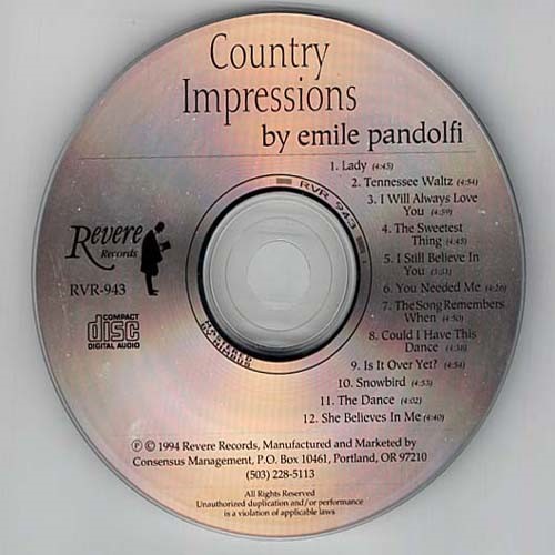 Country Impressions ~ Emile Pandolfi ~ Jazz ~ CD ~ Acceptable