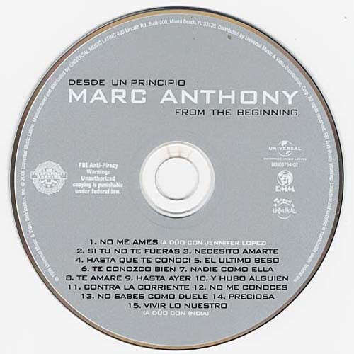 Desde Un Principio / From The Beginning ~ Marc Anthony ~ Latin ~ CD ~ Acceptable