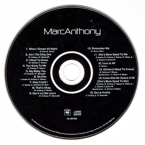Marc Anthony ~ Marc Anthony ~ Latin ~ CD ~ Acceptable